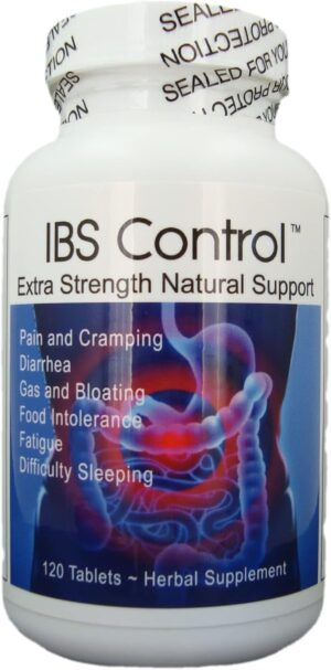 IBS Control – All Natural Relief Support for Irritable Bowel Syndrome; Bloating, Gas, Diarrhea, Abdominal Pain. Formulated for Men and Women. 120 Vegan Tablets. IBS Control – All Natural Relief Support for Irritable Bowel Syndrome; Bloating, Gas, Diarrhea, Abdominal Pain. Formulated for Men and Women. 120 Vegan Tablets.