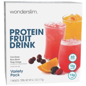 WonderSlim Protein Fruit Drink, Variety Pack, No Fat, Gluten Free, Keto Friendly & Low Carb (7ct) WonderSlim Protein Fruit Drink, Variety Pack, No Fat, Gluten Free, Keto Friendly & Low Carb (7ct)
