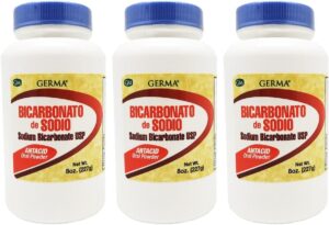 Germa Sodium Bicarbonate Antacid. Heartburn, Acid Indigestion and Upset Stomach Relief. Multi Use. 8 Oz. Pack of 3