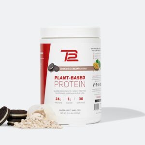 TB12 Plant Based Protein Powder by Tom Brady, 24g of Vegan Pea Protein, Low Sugar, Low Carb, Non-GMO, Meal Replacement, Keto Friendly, Paleo, Sugar Free, Cookies and Cream Flavor (30 Servings) TB12 Plant Based Protein Powder by Tom Brady, 24g of Vegan Pea Protein, Low Sugar, Low Carb, Non-GMO, Meal Replacement, Keto Friendly, Paleo, Sugar Free, Cookies and Cream Flavor (30 Servings)