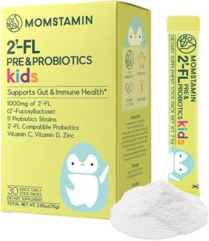 MOMSTAMIN 2′-FL HMO Prebiotics & Probiotics for Kids, 1000mg Human Milk Oligosaccharide 2′-FL Powder, Patented 11 Strains, Healthy Gut Microbiome, Immune & Digestive Supplement, IBS Relief – 30 Sticks MOMSTAMIN 2′-FL HMO Prebiotics & Probiotics for Kids, 1000mg Human Milk Oligosaccharide 2′-FL Powder, Patented 11 Strains, Healthy Gut Microbiome, Immune & Digestive Supplement, IBS Relief – 30 Sticks