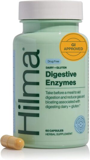 Hilma Digestive Enzymes for Women, Bloating Relief with Turmeric, Dandelion Root and Gluten Digestive Enzymes, Natural Gluten and Dairy Relief Pills, 60 Vegan Capsules Hilma Digestive Enzymes for Women, Bloating Relief with Turmeric, Dandelion Root and Gluten Digestive Enzymes, Natural Gluten and Dairy Relief Pills, 60 Vegan Capsules