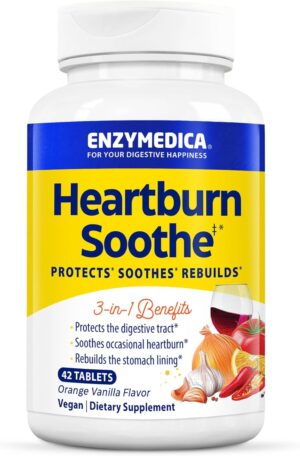 Enzymedica, Heartburn Soothe, Fast-Acting Digestive Aid, Vanilla Orange, 42 Chews (21 Servings) Enzymedica, Heartburn Soothe, Fast-Acting Digestive Aid, Vanilla Orange, 42 Chews (21 Servings)