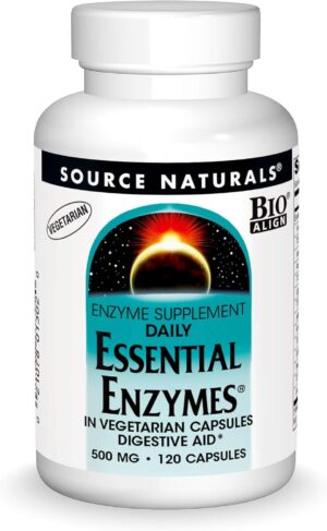 Source Naturals Essential Enzymes 500mg Bio-Aligned Multiple Enzyme Supplement Herbal Defense for Digestion, Gas, Constipation & Bloating Relief – Supports Immune System* – 120 Vegetarian Capsules Source Naturals Essential Enzymes 500mg Bio-Aligned Multiple Enzyme Supplement Herbal Defense for Digestion, Gas, Constipation & Bloating Relief – Supports Immune System* – 120 Vegetarian Capsules