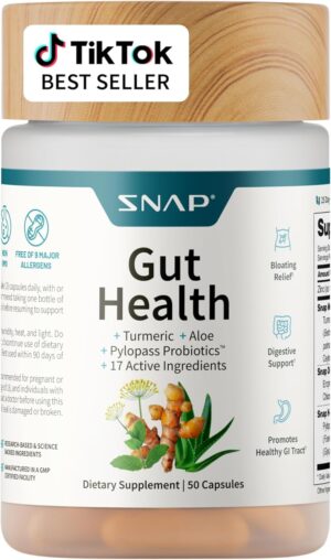 Gut Health Supplement with Turmeric, Aloe & Pylopass Probiotics – Digestive, Bloating & Mucosal Support – 15 Active Ingredients – 50 Capsules Gut Health Supplement with Turmeric, Aloe & Pylopass Probiotics – Digestive, Bloating & Mucosal Support – 15 Active Ingredients – 50 Capsules