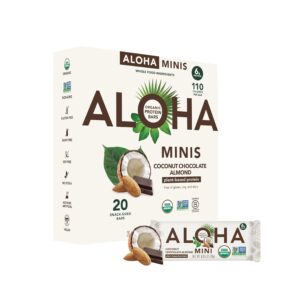 ALOHA Organic Plant Based Protein Bar MINIS |Coconut Chocolate Almond | 20 Count, 24g Bars | Vegan, Low Sugar, Gluten Free, Paleo, Low Carb, Non-GMO, Stevia Free, Soy Free, No Sugar Alcohols