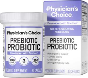 Physician’s CHOICE Prebiotic-Probiotic – Multi-Strain Probiotics & Synergistic Prebiotics -Designed for Digestive Health, Supporting Gut Microbiome – Powerful PrePro for Gut Health – for Women & Men
