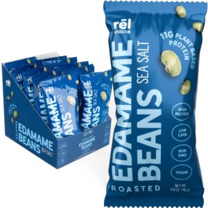 Rēl Snacks Roasted Edamame by Fred’s Farm – Sea Salt, Low Calorie (0.9oz, 10-Pack) | Keto-Friendly, Low Carb, High Protein (11g) | Vegan | Ideal Crunchy Snack for Office and On-the-Go Rēl Snacks Roasted Edamame by Fred’s Farm – Sea Salt, Low Calorie (0.9oz, 10-Pack) | Keto-Friendly, Low Carb, High Protein (11g) | Vegan | Ideal Crunchy Snack for Office and On-the-Go