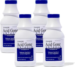 MAJOR Acid Gone Antacid Liquid – Acid Reflux Medicine for Adults – Upset Stomach, Acid Indigestion, and Heartburn Relief – Spearmint Flavored – 12 Fl. Oz. (4 Pack) MAJOR Acid Gone Antacid Liquid – Acid Reflux Medicine for Adults – Upset Stomach, Acid Indigestion, and Heartburn Relief – Spearmint Flavored – 12 Fl. Oz. (4 Pack)