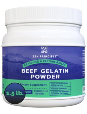 Zen Principle Grass-Fed Gelatin Powder, 1.5 lb. Custom Anti-Aging Protein for Healthy Hair, Skin, Joints & Nails. Paleo and Keto Friendly. Cooking and Baking. GMO-Free and Gluten-Free. Unflavored. Zen Principle Grass-Fed Gelatin Powder, 1.5 lb. Custom Anti-Aging Protein for Healthy Hair, Skin, Joints & Nails. Paleo and Keto Friendly. Cooking and Baking. GMO-Free and Gluten-Free. Unflavored.