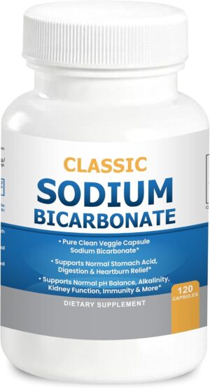 Classic Sodium Bicarbonate 650mg Natural Organic Use Sodium Bicarbonate Powder Pills Sodium Bicarbonate Tablets (caps) Stomach Acid Alkalinity 120caps Classic Sodium Bicarbonate 650mg Natural Organic Use Sodium Bicarbonate Powder Pills Sodium Bicarbonate Tablets (caps) Stomach Acid Alkalinity 120caps