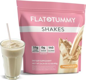 Flat Tummy Shakes – Vanilla, 20 Servings, EBT Eligible – Post GLP-1 Protein Supplement, High Protein, Zero Sugar, Keto-Friendly Meal Replacement with Clinically Studied Morosil® Flat Tummy Shakes – Vanilla, 20 Servings, EBT Eligible – Post GLP-1 Protein Supplement, High Protein, Zero Sugar, Keto-Friendly Meal Replacement with Clinically Studied Morosil®