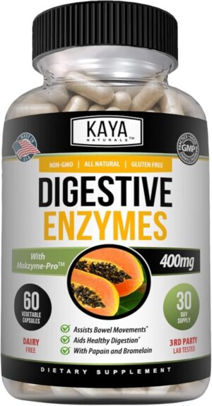 Kaya Naturals Digestive Enzymes with Prebiotics & Probiotics – Constipation & Bloating Relief – Weight Management Pills for Women & Men – Aids Immune Function – Digestion Support – 60 Veggie Capsules Kaya Naturals Digestive Enzymes with Prebiotics & Probiotics – Constipation & Bloating Relief – Weight Management Pills for Women & Men – Aids Immune Function – Digestion Support – 60 Veggie Capsules