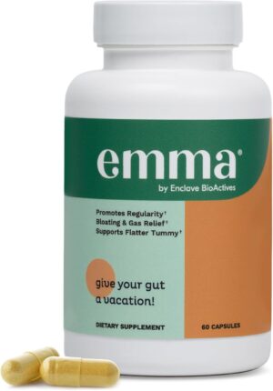 Emma Gut Health Doctors Endorsed Supplement – 60 Capsules – Relief from Gas and Bloating, Repairs Leaky Gut with Magnesium, Berberine, Vitamin D, Quercetin & More – Gut Health & Colon Cleanse Formula