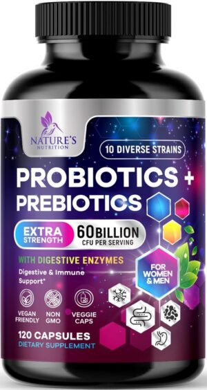 Daily Probiotic for Women & Men 60 Billion CFU 10 Strains Supplement Lactobacillus Probiotics – Digestive Gut & Immune Health Support – Supports Occasional Constipation, Gas & Bloating – 120 Capsules Daily Probiotic for Women & Men 60 Billion CFU 10 Strains Supplement Lactobacillus Probiotics – Digestive Gut & Immune Health Support – Supports Occasional Constipation, Gas & Bloating – 120 Capsules