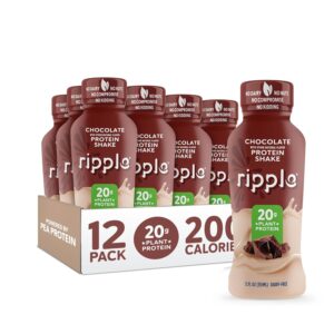 Ripple Vegan Protein Shake | Chocolate | 20g Nutritious Plant Based Pea Protein | Shelf Stable | No GMOs, Soy, Nut, Gluten, Lactose | 12 Oz, 12 Pack Ripple Vegan Protein Shake | Chocolate | 20g Nutritious Plant Based Pea Protein | Shelf Stable | No GMOs, Soy, Nut, Gluten, Lactose | 12 Oz, 12 Pack