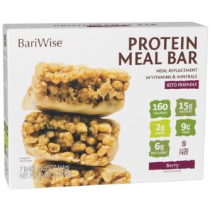 BariWise Meal Replacement Protein & Fiber Bar, Berry, Low Carb Snack, Keto Friendly & Gluten Free (7ct) BariWise Meal Replacement Protein & Fiber Bar, Berry, Low Carb Snack, Keto Friendly & Gluten Free (7ct)