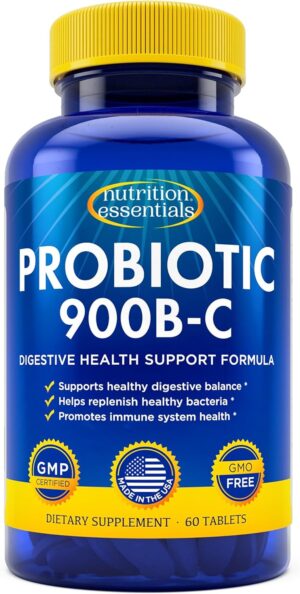 Probiotics for Women and Men – with Lactase Enzyme and Prebiotic Fiber for Digestive Health – 80%+ More Potent Supplement for Gut Health Support – Vegan Raw Probiotic Formula, Made in The USA