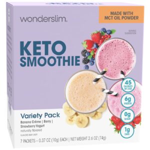 WonderSlim Keto Smoothie with C8 MCT Oil, Variety Pack, Low Carb, No Sugar, Gluten Free (7ct) WonderSlim Keto Smoothie with C8 MCT Oil, Variety Pack, Low Carb, No Sugar, Gluten Free (7ct)