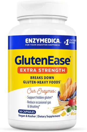 Enzymedica, GlutenEase Extra Strength, Maximum Potency Digestive Enzymes, Supports Gluten & Casein Intolerance, 30 Count Enzymedica, GlutenEase Extra Strength, Maximum Potency Digestive Enzymes, Supports Gluten & Casein Intolerance, 30 Count