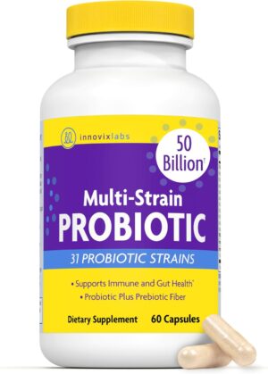 InnovixLabs Multi Strain Probiotics for Women & Men – Probiotic Supplement – 50 Billion CFU – Gut Health, Immune Support, Digestion, Lactobacillus Acidophilus, Prebiotics and Probiotics, 60 Capsules InnovixLabs Multi Strain Probiotics for Women & Men – Probiotic Supplement – 50 Billion CFU – Gut Health, Immune Support, Digestion, Lactobacillus Acidophilus, Prebiotics and Probiotics, 60 Capsules