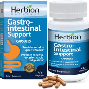 HERBION Naturals Gastro-intestinal Support Herbal Blend for Upset Stomach Relief, Gastrointestinal Health and Function, Occasional Acid Indigestion, Healthy Intestinal Flora, 60 Count (Pack of 1)
