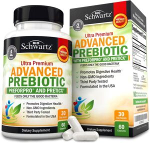 Advanced Prebiotics for Digestive Health – Fast Acting Gut Health Supplement with Clinically Validated Prebiotics for Women & Men for Healthy Gut Flora Bloating & Immune Support – 1 Month Supply