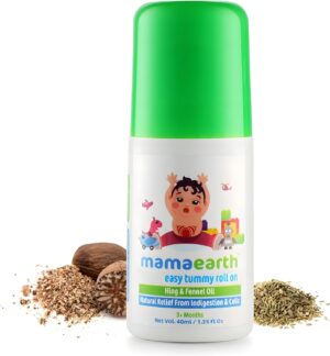 Mamaearth Easy Baby Tummy Roll On for Digestion & Colic Relief with Hing & Fennel | Natural Gas Relief Belly Rub for Delicate Skin of Babies | 40ml/1.35 Fl Oz