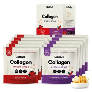 GoBeDo Collagen Protein Chips – First Collagen-Based Snack, 13g Protein, Low Carb, Keto Friendly, Healthy Chips & Crisps, Alternative to Collagen Powder, Gluten-Free, 10 Bags Variety Pack