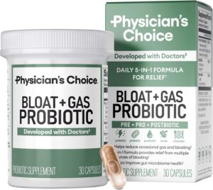 Physician’s CHOICE Bloat & Gas Probiotic 5-in-1 Proactive Support + Daily Relief – Digestion & Gut Health- Herbals, Digestive Enzymes, Post & Prebiotics – Gas Relief for Adults – Women & Men – 30ct Physician’s CHOICE Bloat & Gas Probiotic 5-in-1 Proactive Support + Daily Relief – Digestion & Gut Health- Herbals, Digestive Enzymes, Post & Prebiotics – Gas Relief for Adults – Women & Men – 30ct