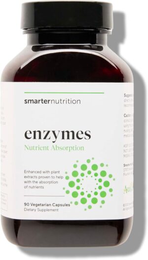 Smarter Nutrition Vegan Digestive Enzymes – Digestion Bloating & Gut Health Support with 16 Multi Enzymes for Nutrient Absorption & Meal Time Comfort for Both Men & Women – 90 Count[30-Day Supply]