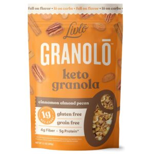 Livlo Keto Nut Granola Cereal – Grain Free & Gluten Free – 1g Net Carbs – Keto Friendly Low Carb Healthy Snack – Paleo & Diabetic Friendly Food – Cinnamon Almond Pecan, 11oz Livlo Keto Nut Granola Cereal – Grain Free & Gluten Free – 1g Net Carbs – Keto Friendly Low Carb Healthy Snack – Paleo & Diabetic Friendly Food – Cinnamon Almond Pecan, 11oz