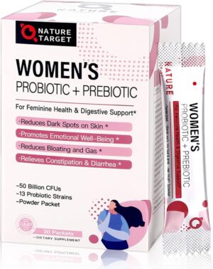 NATURE TARGET Probiotics for Women Probiotic Powder Supplement – Prebiotics and Probiotics for Digestive Health and Immune Support,30 Individual Stick Bags NATURE TARGET Probiotics for Women Probiotic Powder Supplement – Prebiotics and Probiotics for Digestive Health and Immune Support,30 Individual Stick Bags