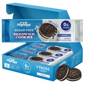 HighKey Sugar Free Sandwich Cookies – Low Calorie, Keto-Friendly Snack With Zero Sugar and Gluten Free – 30 Count HighKey Sugar Free Sandwich Cookies – Low Calorie, Keto-Friendly Snack With Zero Sugar and Gluten Free – 30 Count