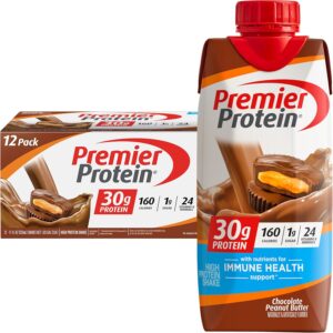 Premier Protein Protein Shake, Chocolate Peanut Butter, 30g Protein, 1g Sugar, 11 fl oz Pack of 12 Premier Protein Protein Shake, Chocolate Peanut Butter, 30g Protein, 1g Sugar, 11 fl oz Pack of 12