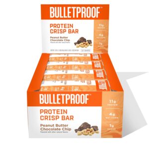 Bulletproof Protein Crisp Bars, Peanut Butter Chocolate Chip, 12 Pack, High Protein, Low Sugar Bulletproof Protein Crisp Bars, Peanut Butter Chocolate Chip, 12 Pack, High Protein, Low Sugar