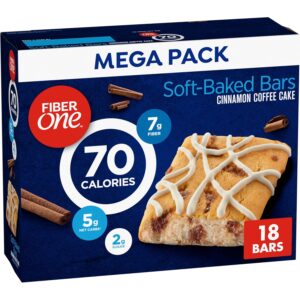 Fiber One 70 Calorie Soft-Baked Bars, Cinnamon Coffee Cake, 18 ct Fiber One 70 Calorie Soft-Baked Bars, Cinnamon Coffee Cake, 18 ct
