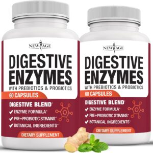 NEW AGE Digestive Enzymes for Gut Health – Probiotic Multi Enzymes with Prebiotics and Probiotics with Lipase for Women and Men for Digestive Health, Daily Enzymes for Digestion – 120 Count NEW AGE Digestive Enzymes for Gut Health – Probiotic Multi Enzymes with Prebiotics and Probiotics with Lipase for Women and Men for Digestive Health, Daily Enzymes for Digestion – 120 Count