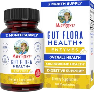 MaryRuth Organics Gut Flora Health+ Enzymes | Up to 2 Month Supply | Prebiotic Probiotic Digestive Enzymes Blend for Healthy Gut Biome & Digestive Support | Gastrointestinal Health | 60 Capsules MaryRuth Organics Gut Flora Health+ Enzymes | Up to 2 Month Supply | Prebiotic Probiotic Digestive Enzymes Blend for Healthy Gut Biome & Digestive Support | Gastrointestinal Health | 60 Capsules