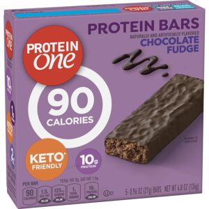 Protein One 90 Calorie Protein Bars, Chocolate Fudge, Keto Friendly, 5 Ct, 4.8 oz Protein One 90 Calorie Protein Bars, Chocolate Fudge, Keto Friendly, 5 Ct, 4.8 oz