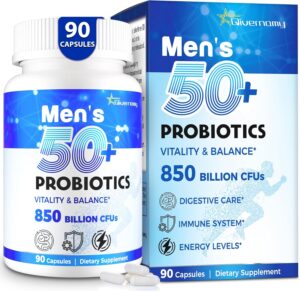 Probiotics for Men, Advanced 50+ Mens Probiotic, Comprehensive Gut & Energy Support with 850 Billion CFU, 1800mg Prebiotics Fiber – Tailored Wellness mens probiotics for gut health over 50, 90 Capsule Probiotics for Men, Advanced 50+ Mens Probiotic, Comprehensive Gut & Energy Support with 850 Billion CFU, 1800mg Prebiotics Fiber – Tailored Wellness mens probiotics for gut health over 50, 90 Capsule