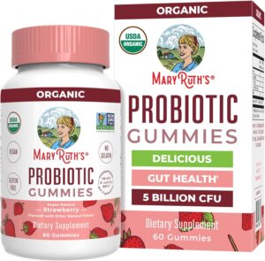 MaryRuth Organics USDA Organic Probiotic Gummies |Probiotics forWomen & Men Digestive Health & Gut Comfort Supplement 5 Billion CFU | Immune & Digestive Support | Vegan | Non-GMO | 60 Count MaryRuth Organics USDA Organic Probiotic Gummies |Probiotics forWomen & Men Digestive Health & Gut Comfort Supplement 5 Billion CFU | Immune & Digestive Support | Vegan | Non-GMO | 60 Count