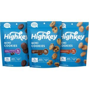 HighKey Sugar Free Cookies Variety Pack – 6.75oz Keto Snacks Zero Carb No Sugar 3-Pack Chocolate Chip Cookie, Snickerdoodle, Brownie Bites Low Carb Gluten Free Diabetic Snack Diet Friendly Food Sweets HighKey Sugar Free Cookies Variety Pack – 6.75oz Keto Snacks Zero Carb No Sugar 3-Pack Chocolate Chip Cookie, Snickerdoodle, Brownie Bites Low Carb Gluten Free Diabetic Snack Diet Friendly Food Sweets