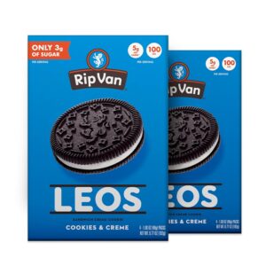 Rip Van LEOs – Cookies and Cream Sandwich – Low Sugar & Low Carb Snack – Diabetic & Vegan Snacks – 32 (2 x 6.77oz packs) Rip Van LEOs – Cookies and Cream Sandwich – Low Sugar & Low Carb Snack – Diabetic & Vegan Snacks – 32 (2 x 6.77oz packs)