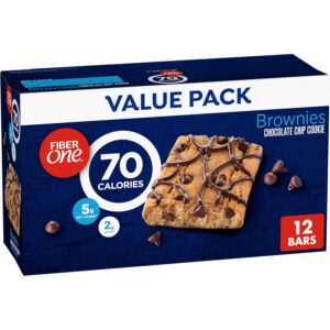 Fiber One 70 Calorie Brownies, Chocolate Chip Cookie, 2g Sugar, Value Pack, 12 Count, 10.6 oz Fiber One 70 Calorie Brownies, Chocolate Chip Cookie, 2g Sugar, Value Pack, 12 Count, 10.6 oz