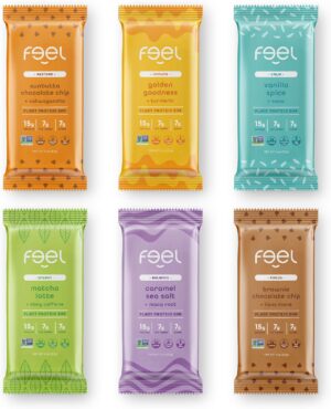 Feel Vegan Protein Bars | Keto | Gluten Free | Organic | 15g Protein | Dairy Free | Low Sugar | Grain Free | Nut Free | Soy Free | Variety Pack – 6 Flavors, 6 Count Feel Vegan Protein Bars | Keto | Gluten Free | Organic | 15g Protein | Dairy Free | Low Sugar | Grain Free | Nut Free | Soy Free | Variety Pack – 6 Flavors, 6 Count