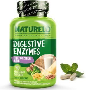 NATURELO Digestive Enzymes – Full Spectrum Support with a Broad Blend of 15 Enzymes Plus Ginger – 90 Vegan Capsules NATURELO Digestive Enzymes – Full Spectrum Support with a Broad Blend of 15 Enzymes Plus Ginger – 90 Vegan Capsules