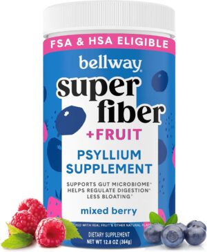 Bellway Super Fiber Powder + Fruit, Sugar Free Organic Psyllium Husk Powder Fiber Supplement for Regularity, Bloating Relief & Gut Health, Non-GMO, Plant-Based, Mixed Berry (50 Servings) Bellway Super Fiber Powder + Fruit, Sugar Free Organic Psyllium Husk Powder Fiber Supplement for Regularity, Bloating Relief & Gut Health, Non-GMO, Plant-Based, Mixed Berry (50 Servings)