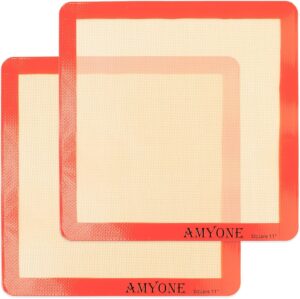 AMYONE Square Silicone Baking Mats for 11 Inch Cake Pan/11×11 Cheesecake Pan/Toaster Oven/XL Air Fryer, Food Grade Silicone Baking Sheet Liners for Cookie/Cake/Pastry/Torte, Non-Stick, Reusable 2 PCS AMYONE Square Silicone Baking Mats for 11 Inch Cake Pan/11×11 Cheesecake Pan/Toaster Oven/XL Air Fryer, Food Grade Silicone Baking Sheet Liners for Cookie/Cake/Pastry/Torte, Non-Stick, Reusable 2 PCS
