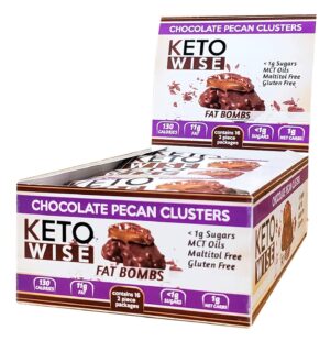 Keto Wise Fat Bombs – Chocolate Pecan Clusters – 16 packs 32g each Keto Wise Fat Bombs – Chocolate Pecan Clusters – 16 packs 32g each